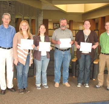 Left to right: Dr. Kenneth Krieger (Heidelberg), Lyuba Burlakova, Kit Hastings, Sasha Karatayev, Susie Daniel, and Jakob Boehler (Heidelberg)