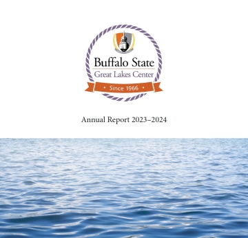 booklet cover for Annual Report 2023-2024 with GLC logo on upper and picture of water on lower