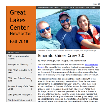 cover of PDF Great Lakes Center Newsletter Fall 2018