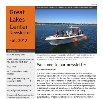 cover of PDF Great Lakes Newsletter Fall 2012