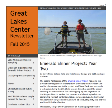 cover of PDF Great Lakes Center Newsletter Fall 2015