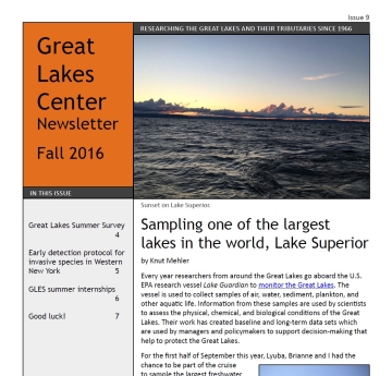 cover of PDF Great Lakes Center Newsletter Fall 2016