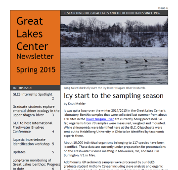 cover of PDF Great Lakes Center Newsletter Spring 2015