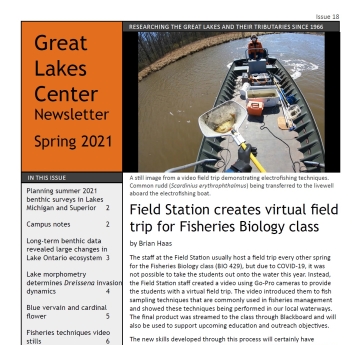 cover page of PDF Great Lakes Center Newsletter Spring 2021