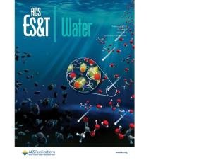 Journal cover for ACS ES&T Water with an illustration of plankton and molecules underwater.