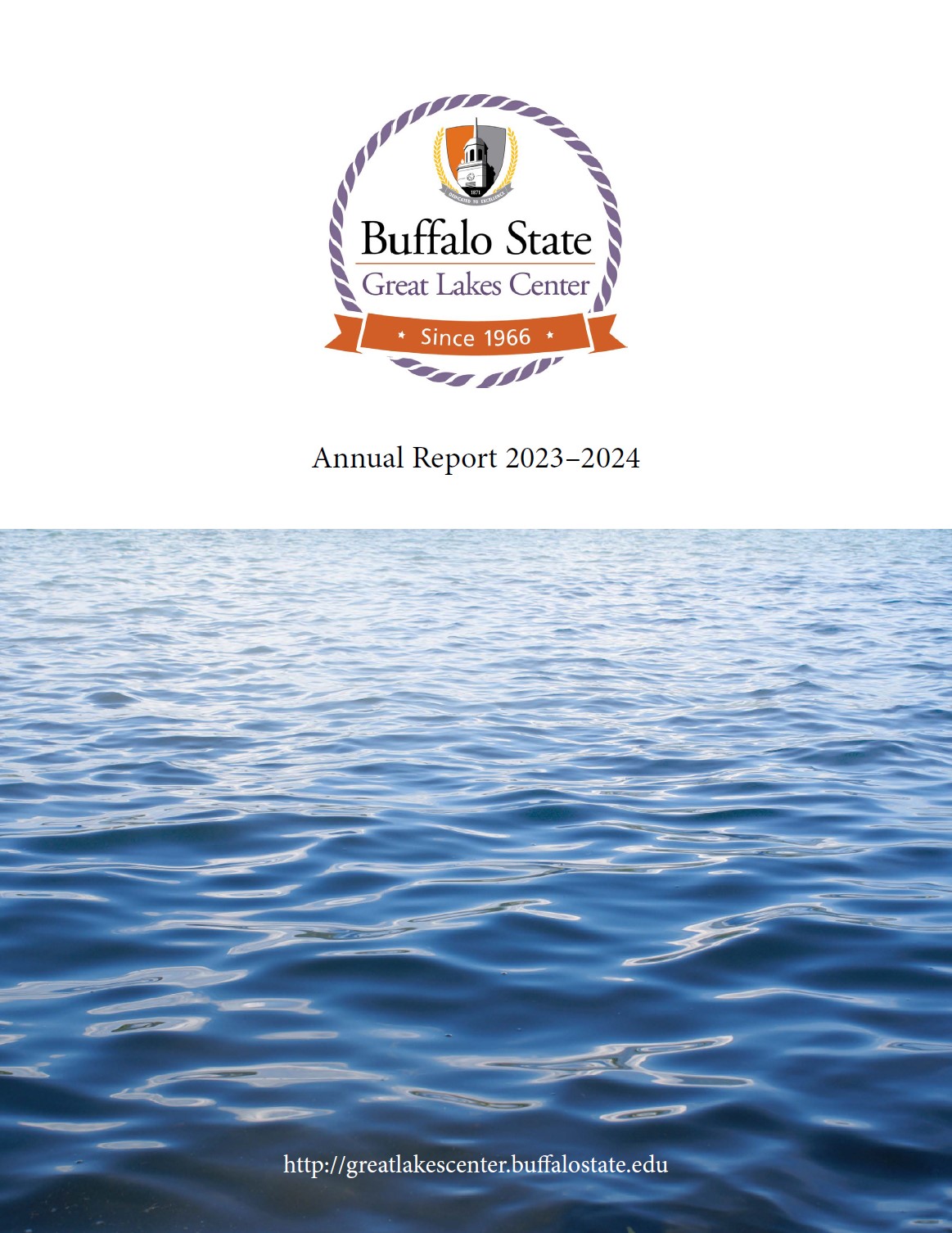 booklet cover for Annual Report 2023-2024 with GLC logo on upper and picture of water on lower